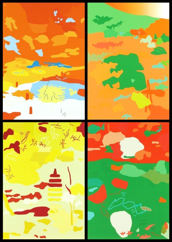 Tom Baldwin (20th Century) American (six): GARDEN TEMPLES, six color iris prints, four images, images 26 x 18 ½", with thin margins, sheets 26 ½ x 19", five signed and numbered from the edition of 6 on the verso, one is inscribed 'use as BAT