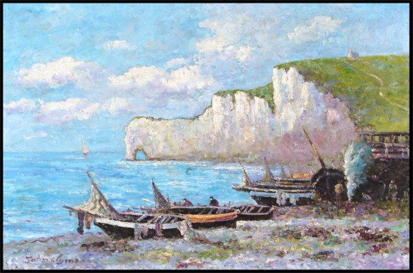 John Clymer (20th Century) American: WHITE CLIFFS, oil painting on canvas, signed lower left, 24 x 36", minor surface soiling, otherwise in good condition.