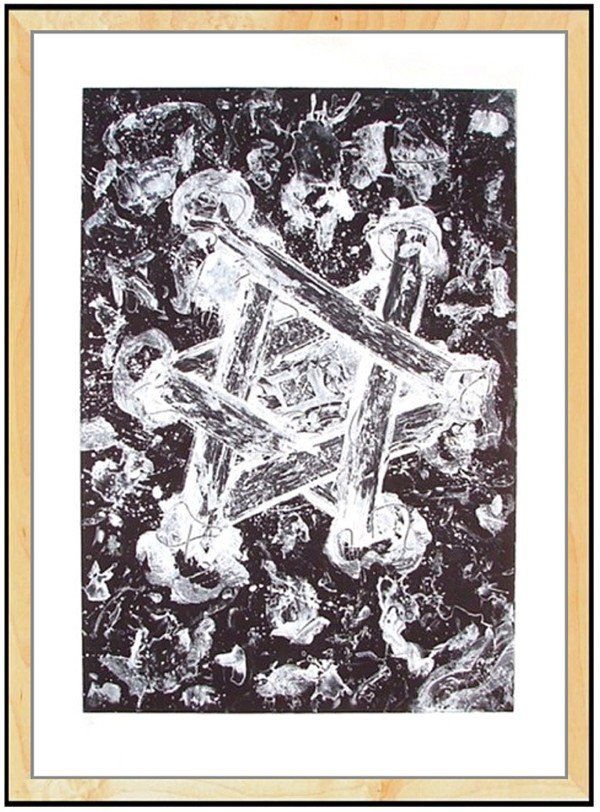 Sam Francis (1923-1994) American: UNTITLED (I.44; SFE.012), 1983, blue-black, white ground aquatint, signed in pencil, from the numbered edition of 20, image 34 x 23 ¾", sheet 41 ¾ x 30", printed by Jacob Samuel, published by The Li