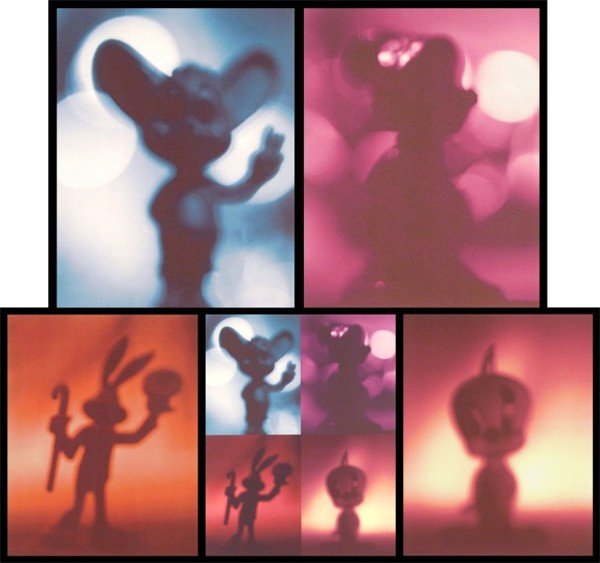 Todd Gray (20th Century) American (thirty-six): SHADOW CARTOONS, the set of five color iris prints, each initialed in pencil, images 22 ¾ x 18", full margins, Together with an additional twenty-two unsigned Bug Bunny prints and five unsigned Purpl