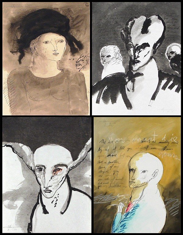 Gary Hansmann (20th Century) American (four): VARIOUS, four watercolor and ink drawings on paper, one with pastel, each signed and inscribed, average size 25 x 19". (4)