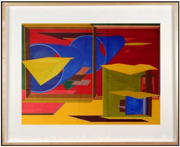 Al Held (1928-2005) American: PACHINKO, 1989, color woodblock print, signed in pencil, from the numbered edition 125, sheet 33 ½ x 26 ½", printed and published by Crown Point Press, with blindstamp, framed.