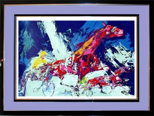 LeRoy Neiman (b. 1927) American: HARNESS RACING, TROTTERS 1978, color screenprint, signed in pencil and inscribed artist's proof, image 28 ½ x 43 ½", full margins with the artist's watermark, printed by Styria Studio, published by