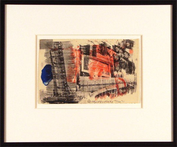 Robert Rauschenberg (1925-2008) American: SUB-TOTAL, 1971, color lithograph, signed in pencil, from the numbered edition 500, sheet 8 ½ x 12 ¼", printed and published by Gemini G. E. L., blindstamp lower right, framed, toned, otherwise in g