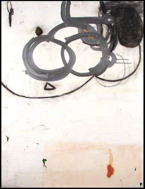 Tom Savage (b. 1953) American: UNTITLED, 1994, acrylic painting with charcoal and graphite on paper, initialed and dated lower right, 50 x 38".