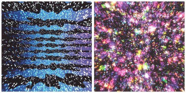 Jennifer Steinkamp (b. 1959) American (two): UNTITLED, 1999, two color iris prints, each signed on verso and inscribed "final version", images 18 x 18", full margins. (2)