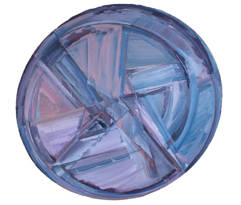Karen Carson (b. 1943) California: BLUE ROLL, 1978-79, oil painting on canvas, signed and dated on verso, 44 ½ x 48 x 2”. Provenance: Rosamund Felson Gallery, Los Angeles.