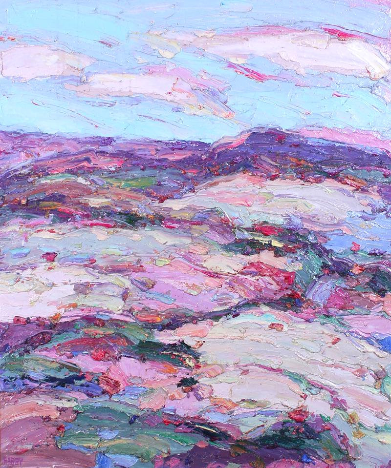Jim Rabby (20th Century) New Mexico: SPRING BLUSH TAOS, 1991, acrylic impasto painting on canvas, signed lower right, signed and dated and titled on verso, 36 x 30”, fame 49 ¼ x 43 ¼ x 3”.