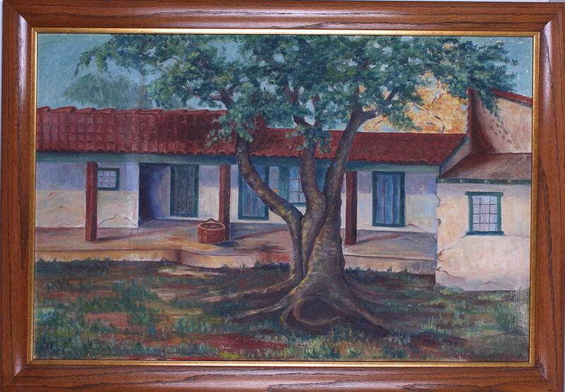 Donna Schuster (1883-1953) California: OAK TREE NEAR RANCH HOUSE, oil painting on canvas, signed lower left, 20 x 30”, frame 24 x 33 ¾”.