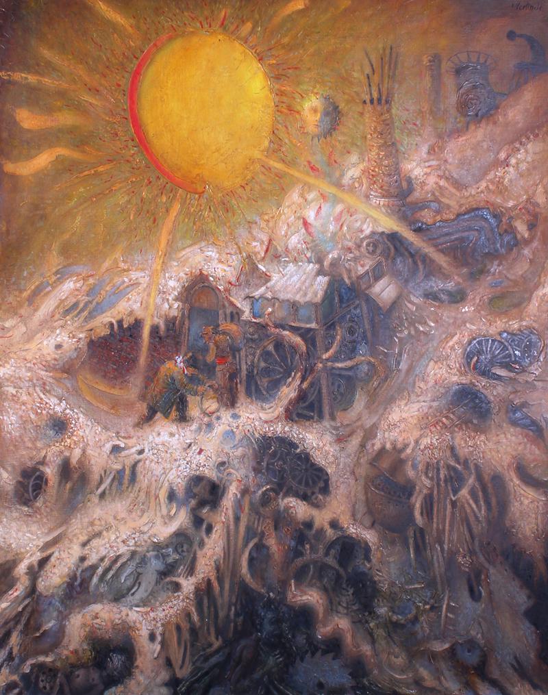 Claude Verlinde (b. 1927) French: LA NIEGE, 1966, oil painting on canvas, signed upper right, signed and dated and titled on back of stretcher bar, 39 ½ x 31 ¾Â”, frame 47 ½ x 40Â”.