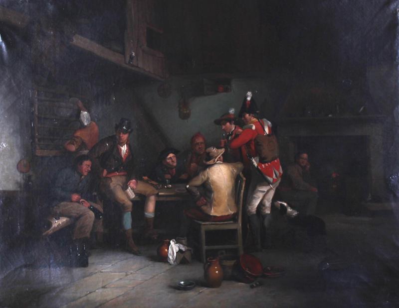 Sir David Wilkie RA (1785-1841) British: PUB SCENE, 1829, oil painting on canvas, signed and dated lower left, 28 x 35 ¾”, frame 35 x 43 x 3 ½”.