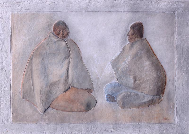 Francisco Zuniga (1912-1998) Costa Rican: DOS MUJERS MAYAS (B.89), 1983, color Mixograph, signed and dated and numbered 11/100 in pencil, printed by Taller de Grafica, Mexicana, published by Mixografia Workshop, Los Angeles, sheet 21 x 30R