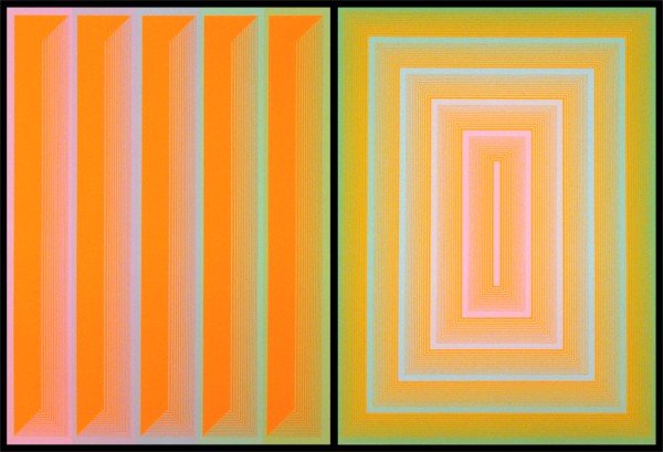 Richard Anuszkiewicz (b. 1930) American (two): Richard Anuszkiewicz (b. 1930) American (two) SEQUENTIAL III; SEQUENTIAL IV, 1972, a pair of color screenprints, each signed in pencil, from the numbered editions 200, sheets 28 x 21", a few small sur