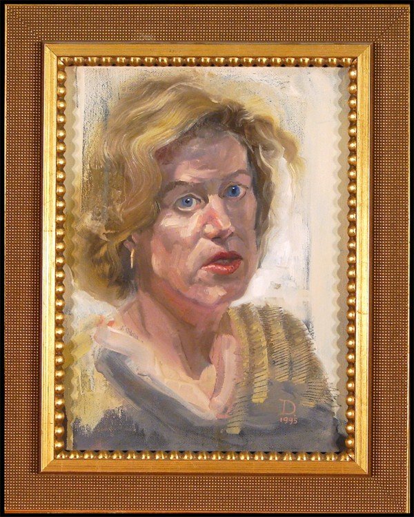 Stephen Douglas (b. 1949) Californian: Stephen Douglas (b. 1949) Californian PORTRAIT OF DEBORAH, 1995, oil painting on canvas, initialed and dated lower right, 12 x 9", framed.