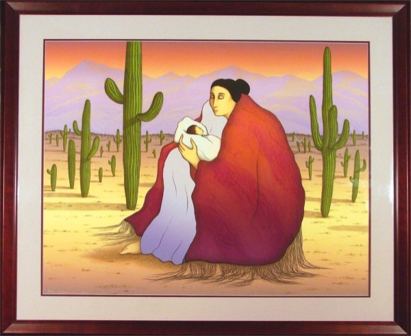 R. C. Gorman (1931-2005) Native American: R. C. Gorman (1931-2005) Native American MOTHER & CHILD, 1991, color screenprint, signed in pencil, edition artist's proof 7, sight 28 ¾ x 36 ½", artist's and publisher's blindstamp, framed.