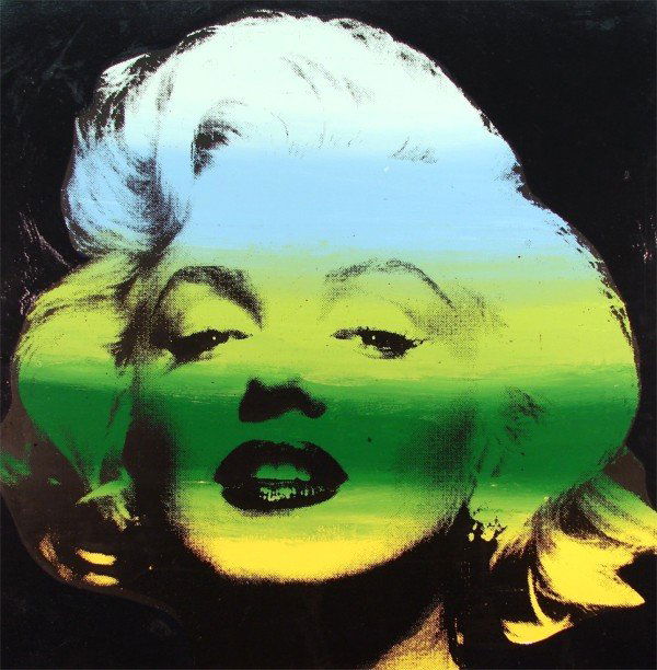 Steve Kaufman (20th Century) American: Steve Kaufman (20th Century) American MARILYN, 1995, color screenprint on canvas, signed on verso, from the numbered edition 99, published by Martin Lawrence Editions, with stamp on verso, 39 ¾ x 39"