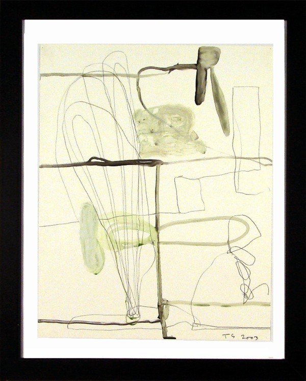 Tom Savage (b. 1953) American: Tom Savage (b. 1953) American UNTITLED, 2003, acrylic painting with watercolor and graphite on paper, initialed and dated lower right, 24 x 19", framed, in studio condition as received by artist.