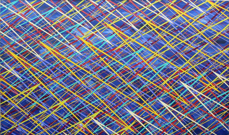 Don Sorenson (1948-1985) California: PAINTING #479, 1979, acrylic painting on canvas, signed and dated and titled on verso, 43 x 72”. Provenance: Janus Gallery, Venice CA. From the Stuart Lampert & Stephen Tomar Collection, Interio