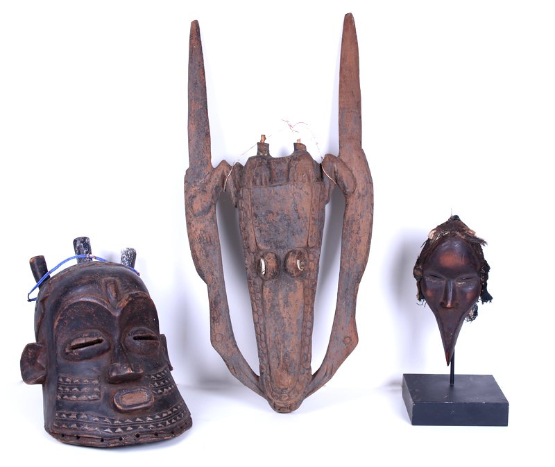 Tribal Art: African Carved Wood Masks (three) (1 of 8)
