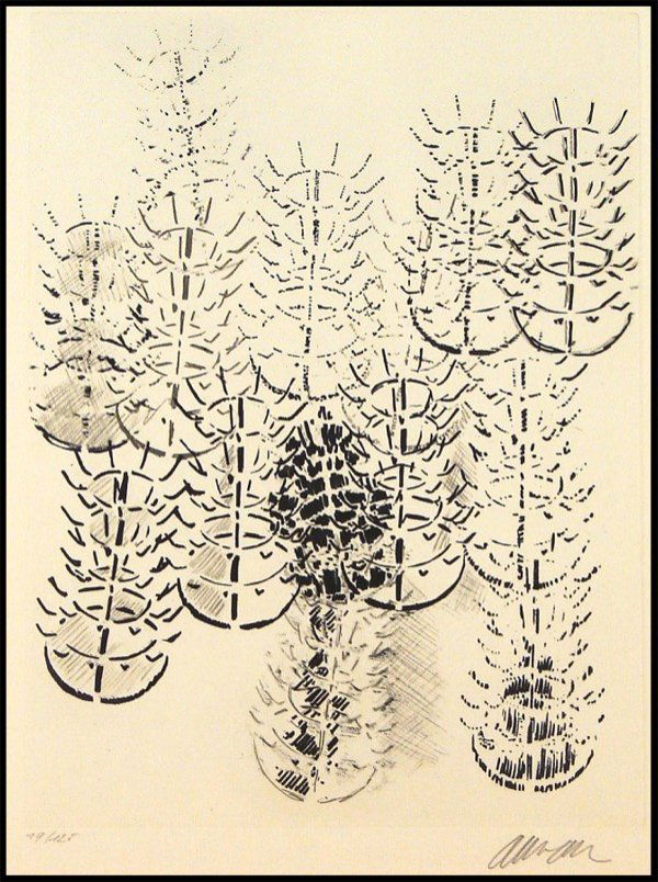 Arman (1928-2005) French: HOMMAGE A MARCEL DUCHAMP, 1972, color aquatint etching, signed in pencil, from the numbered edition 125, sheet 15 x 11".