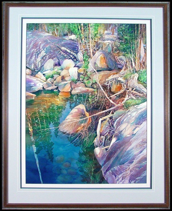 Dan Peterson (20th Century) Californian: SHADEROCK COVE, watercolor on paper, signed lower right, sight 32 ½ x 24 ¼", framed with glass.