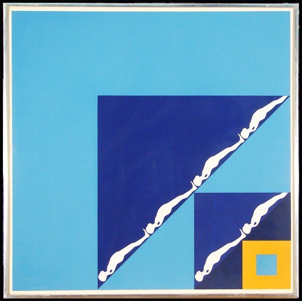 Ernest Trova (1927-2009) American: UNTITLED, 1967, color screenprint on canvas, signed in pencil, from the numbered edition 75, image 23 x 23”, full margins, framed with glass, mild toning, otherwise in good condition.