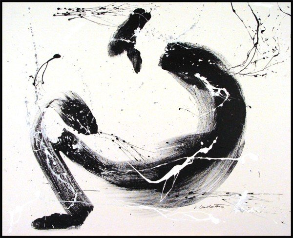 Veronica Constantine (20th Century) American: BLACK AND WHITE 58', acrylic painting on canvas, signed lower right, 34 x 42", minor surface soiling at the perimeter, otherwise in good condition.