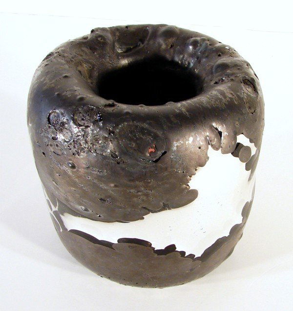 Decorative Arts: Franco Deboni (20th Century) Itali: VASE, hand blown glass with craterous top and bottom, signed and dated, 6 ¾" tall, 6 ½" wide. Provenance: Museum of Arts & Design, New York