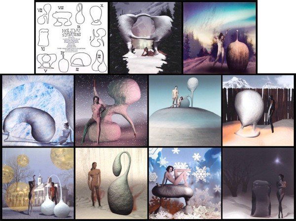 Charles Long (b. 1958) American: HOLIDAY SITUATIONS,1999, ten color c-prints on Fuji crystal archive paper, each initialed on verso and inscribed "BAT", aside from the numbered edition of 200, sheets 11 ¾ x 11 ¾", plus triage sheet