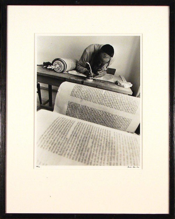 Micha Bar-Am (b. 1930) Israeli: THE SCRIBE, silver gelatin print, signed in pen, from the numbered edition 300, 20 x 16", full margins, framed with glass.