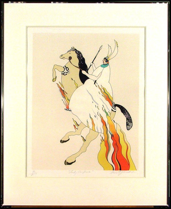 Burt Groedel (b. 1937) American: LADY GODIVA, color lithograph, signed in pencil, from the numbered edition 275, image 23 x 18", full margins, framed.