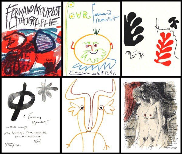 Fernand Mourlot Editeur (portfolio with lithograph: A MEME LA PIERRE, 1982, Pierre Bordas et Fills Editeurs, loose-leaf book with thirty-two color lithographs after Picasso, Matisse, Leger, Chagall, Miro, Braques, and more, numbered edition of 150, tex