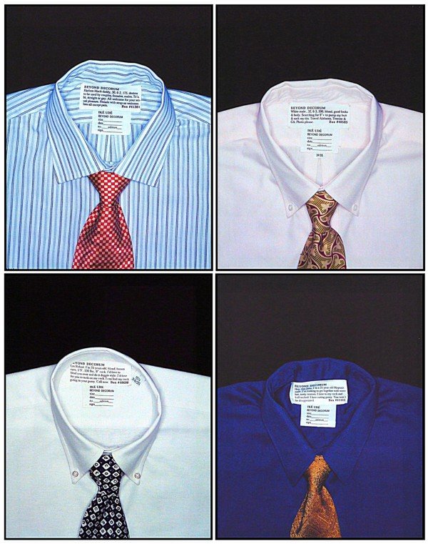 Ike Ude (b. 1964) Nigerian (five): BEYOND DECORUM, MENS SHIRTS Series, five (four images) c-prints on Fuji crystal archive paper, average image 40 x 30", printed by Muse X, Los Angeles. (5)