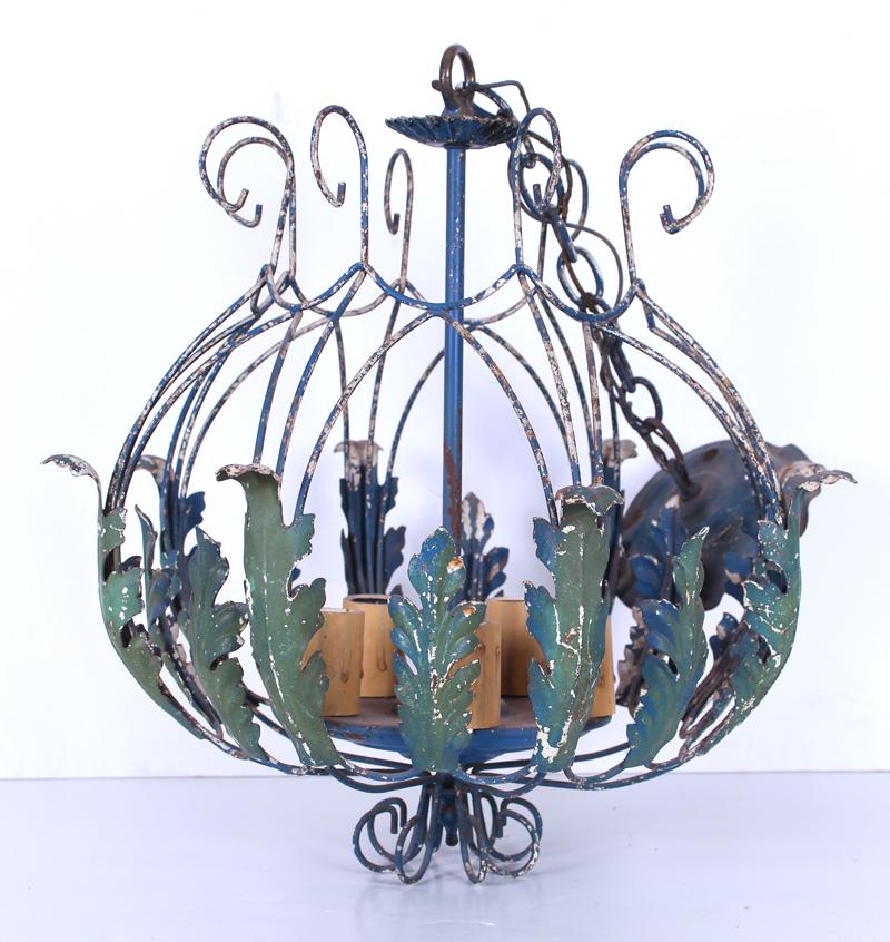 Decorative Arts: Rustic Tole Chandelier (Early 20th (1 of 2)