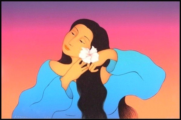 R. C. Gorman (1932-2005) Native American: LELANI, color lithograph, signed in pencil, from the numbered edition 225, sheet 17 ½ x 27", artist's & printer's blindstamps.