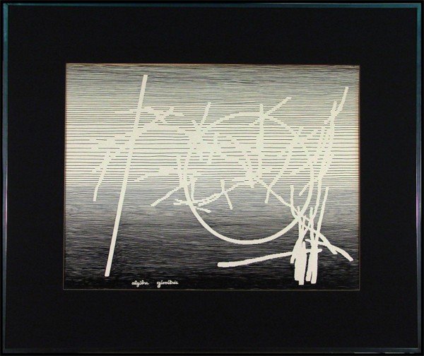 Michel Seuphor (1901-1999) French/ American: ALGEBRE GEOMETRIC, 1958, ink drawing on paper, 19 ½ x 25 ½", framed (no glass), faint discoloration, perimeter toning from mat, otherwise in good condition. Provenance: Esther Robles Gallery, Los An