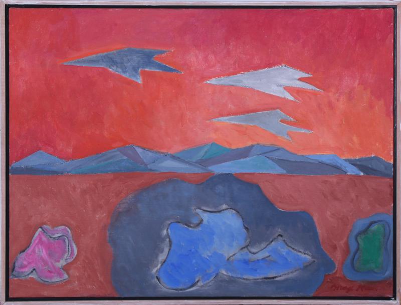 Max Kahn (1902-2005) Illinois: TIME CAPSULE, oil painting on canvas, signed lower right, 26 x 34”, frame 27 ½ x 35 ½”. Provenance: Fairweather Hardin Gallery, Chicago.