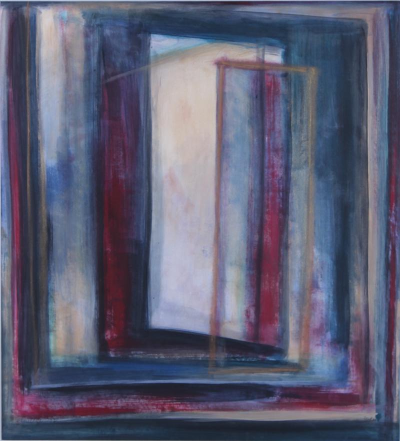 Barbara Yukoi (b. 1946) American: ENCLAVE 102, watercolor on paper, signed lower right, titled lower left, sight 21 ½ x 19 ½”, frame 36 x 32 ¼” with glass.