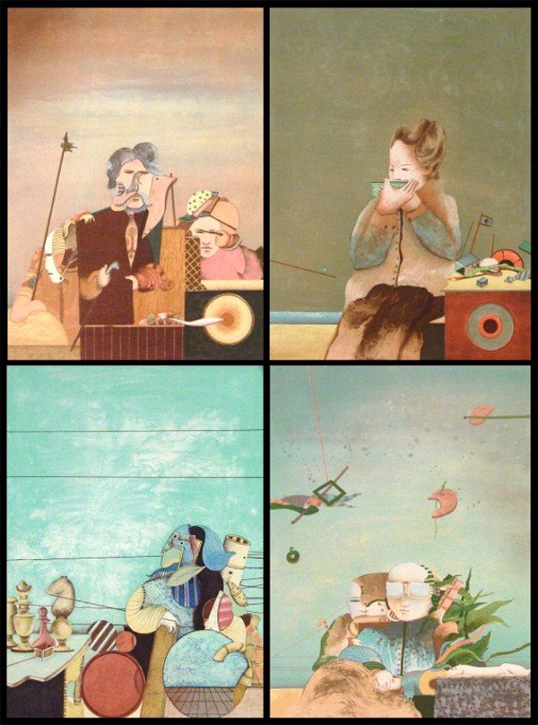 Elie Abrahami (b. 1941) Iranian (four): UNTITLED, 1980, four color lithographs, each signed in pencil, inscribed proofs aside from the numbered editions, sheets 30 x 22", printed and published by Editions Press with blindstamps lower right,