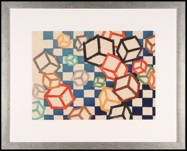 Mel Bochner (b. 1940) American: UNTITLED from Floating World, 1990, color woodcut, signed in pencil, from the numbered edition 40, sheet 13 x 18 ½", published by Editions Elene Kurtz, framed with glass, a few soft handling creases,