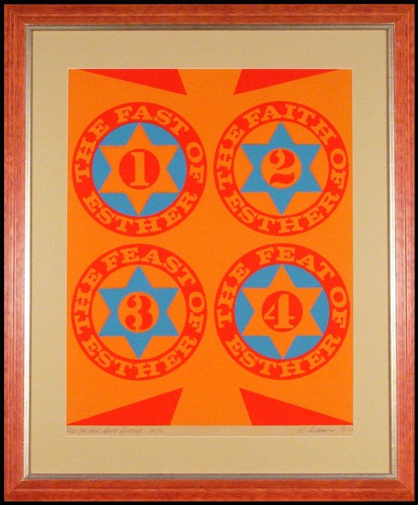 Robert Indiana (b. 1928) American: THE FOUR FACETS OF ESTHER II (S.36), 1967, color screenprint, signed and dated 5727, from the numbered edition 90, image 26 ¼ x 21 ½", full margins, printed by Chiron Press, published by Jewish Muse