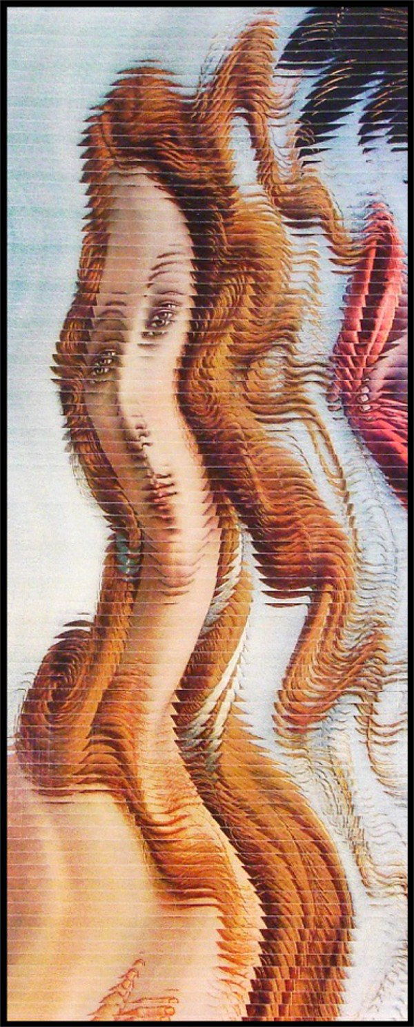 Jiri Kolar (1914-2002) Czechoslovakian: UNTITLED from the NOBEL PRIZE portfolio, color collage print, signed in pencil, from the numbered edition 100, image 27 x 10 ½", full margins.