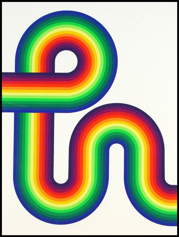 Julio Le Parc (b. 1928) Argentinean: UNTITLED from the NOBEL PRIZE portfolio, color screenprint, signed in pencil, from the numbered edition 100, sheet 30 x 22", a few faint surface scuffs visible in raking light, storage toning on verso