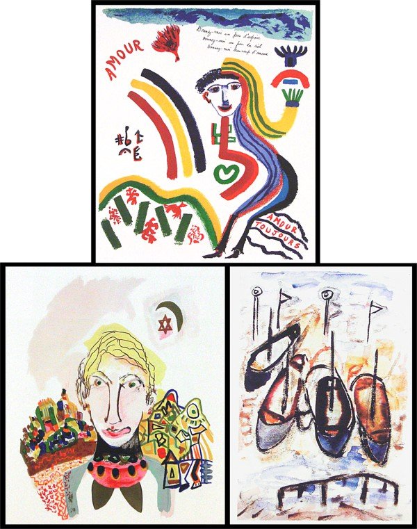 Henry Miller (1891-1980) American (three): AMOUR TOUJOURS; JUST A BROOKLYN BOY; MARINA, 1991, three color offset lithographs, each signed in ink, from the numbered editions 200, sheets 26 x 22", 22 ¼ x 17", 22 ¼ x 15 ¼", published by Coast 