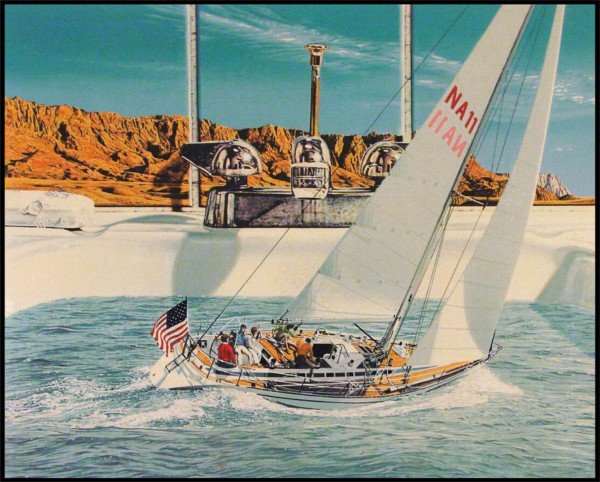 Doug Webb (b. 1946) American: AMERICAN SAILING, color screenprint, signed in pencil, from the edition of Roman numeral 75, image 24 ½ x 30 ½", full margins, published by Martin Lawrence Editions with blindstamp lower left, creas