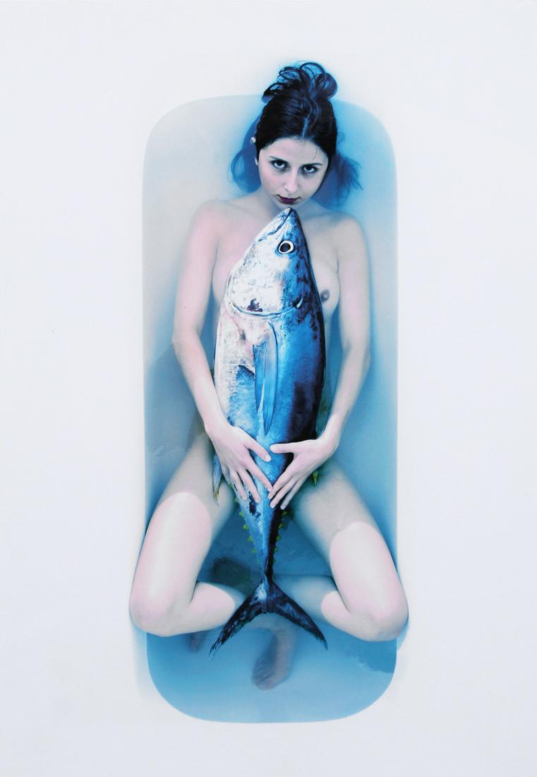 Chloe Tallot (b. 1973) French: LE BAIN BLEU, PARIS, 2004, color Fuji crystal print, signed and dated and titled on verso in pencil, sheet 16 ½ x 11 ¾”, frame 25 x 20”.