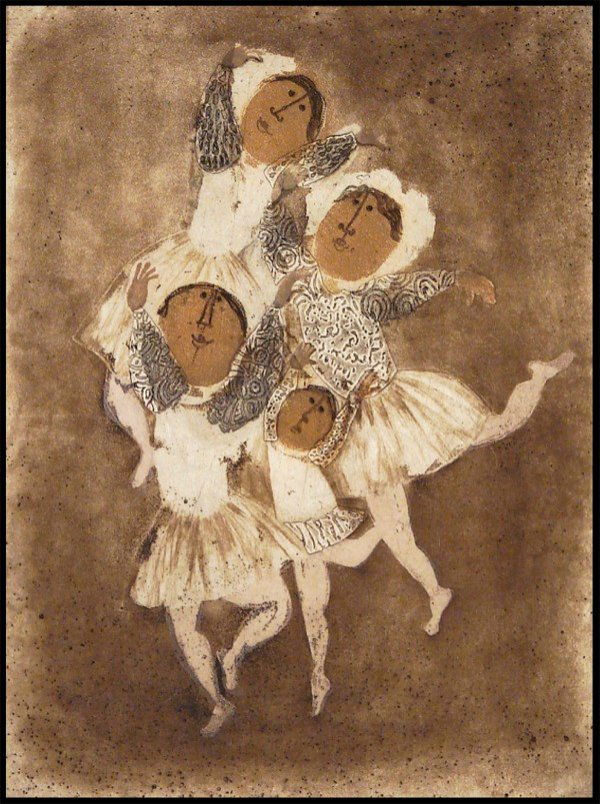 Graciela Rodo Boulanger (b. 1935) Bolivian: ARABESQUE, From the Ballerines Portfolio, 1973, color aquatint etchings on Japan paper, signed in pencil, from the Roman numeral edition 30, image 12 ½ x 9 ½", full margins, with small archival tape