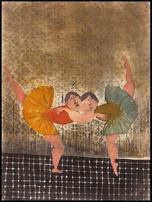 Graciela Rodo Boulanger (b. 1935) Bolivian: ADAGIO, From the Ballerines Portfolio, 1973, color aquatint etchings on Japan paper, signed in pencil, from the Roman numeral edition 30, image 12 ½ x 9 ½", full margins, with small archival tape hi