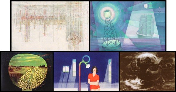 Nobel Portfolio Various Artists (six): Artists include Krishna Reddy, Espolin Johnson, Swen Jonson, Martins, Nolan, Smith, a group of six, each UNTITLED from the NOBEL PRIZE portfolio, two color lithographs, two color etching, two color sc