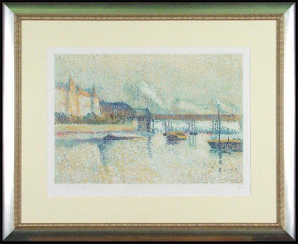 Jacques Villon (1875-1963) French: LONDRES (after Maximilien Luce), 1929, color aquatint etching, signed in pencil, from the numbered edition 200, image 14 x 20", full margins, framed, a few soft handling creases, otherwise in good con